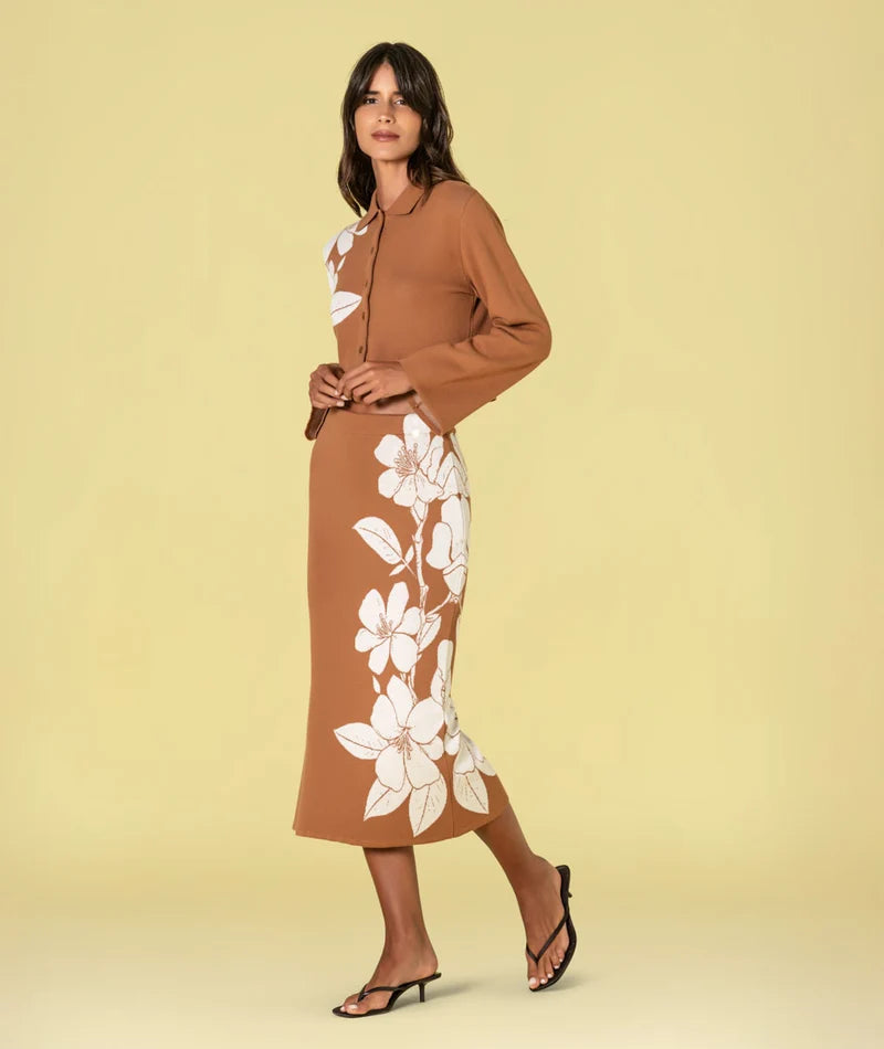 Saia com jacquard flores