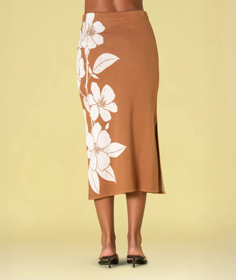 Saia com jacquard flores