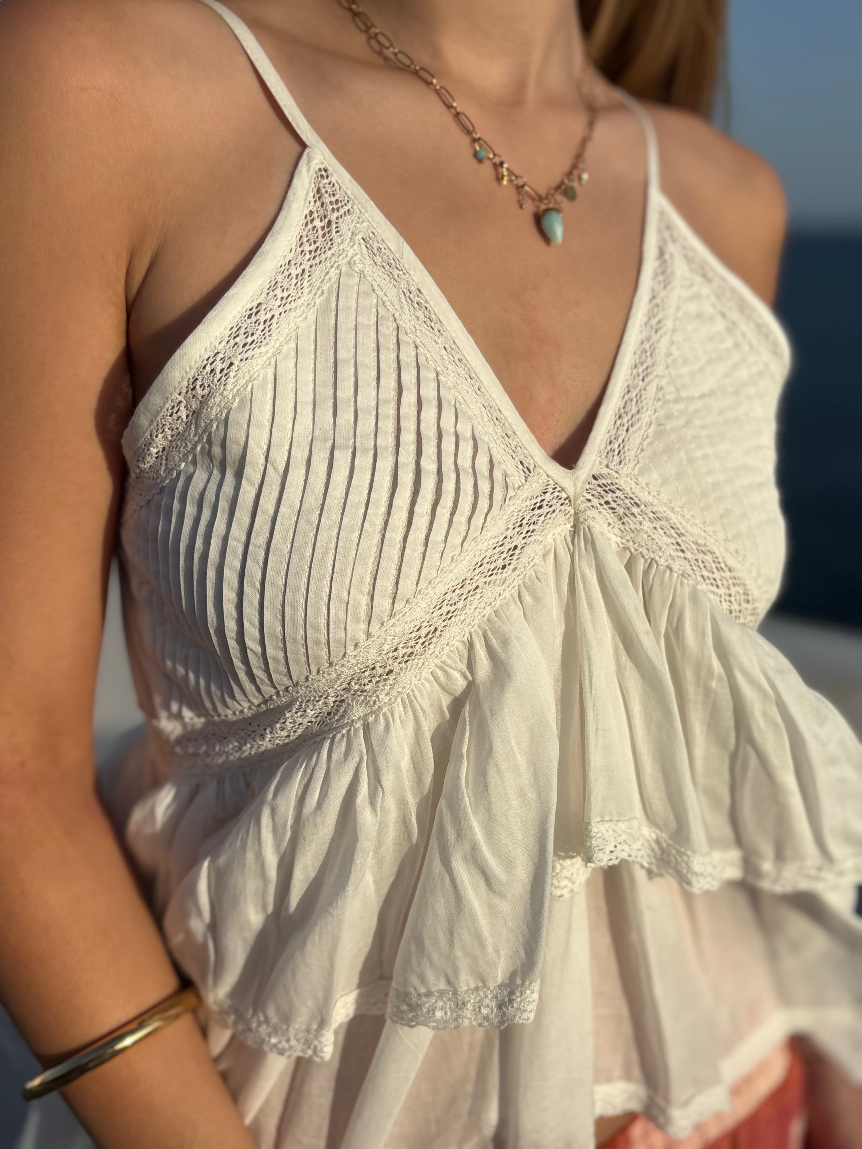 Top com efeito de camadas elegante - Top MARYLVETIA