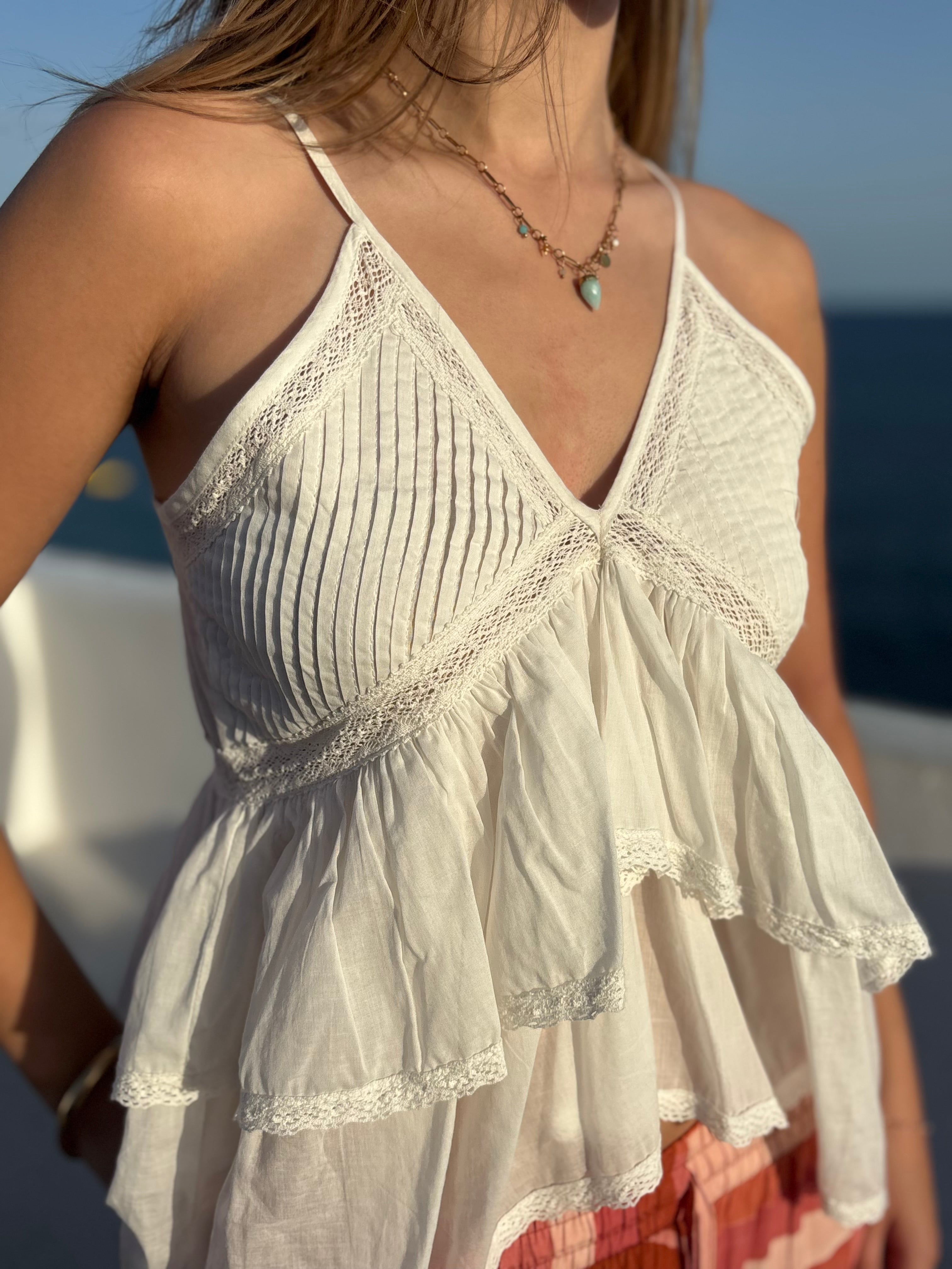 Top com efeito de camadas elegante - Top MARYLVETIA