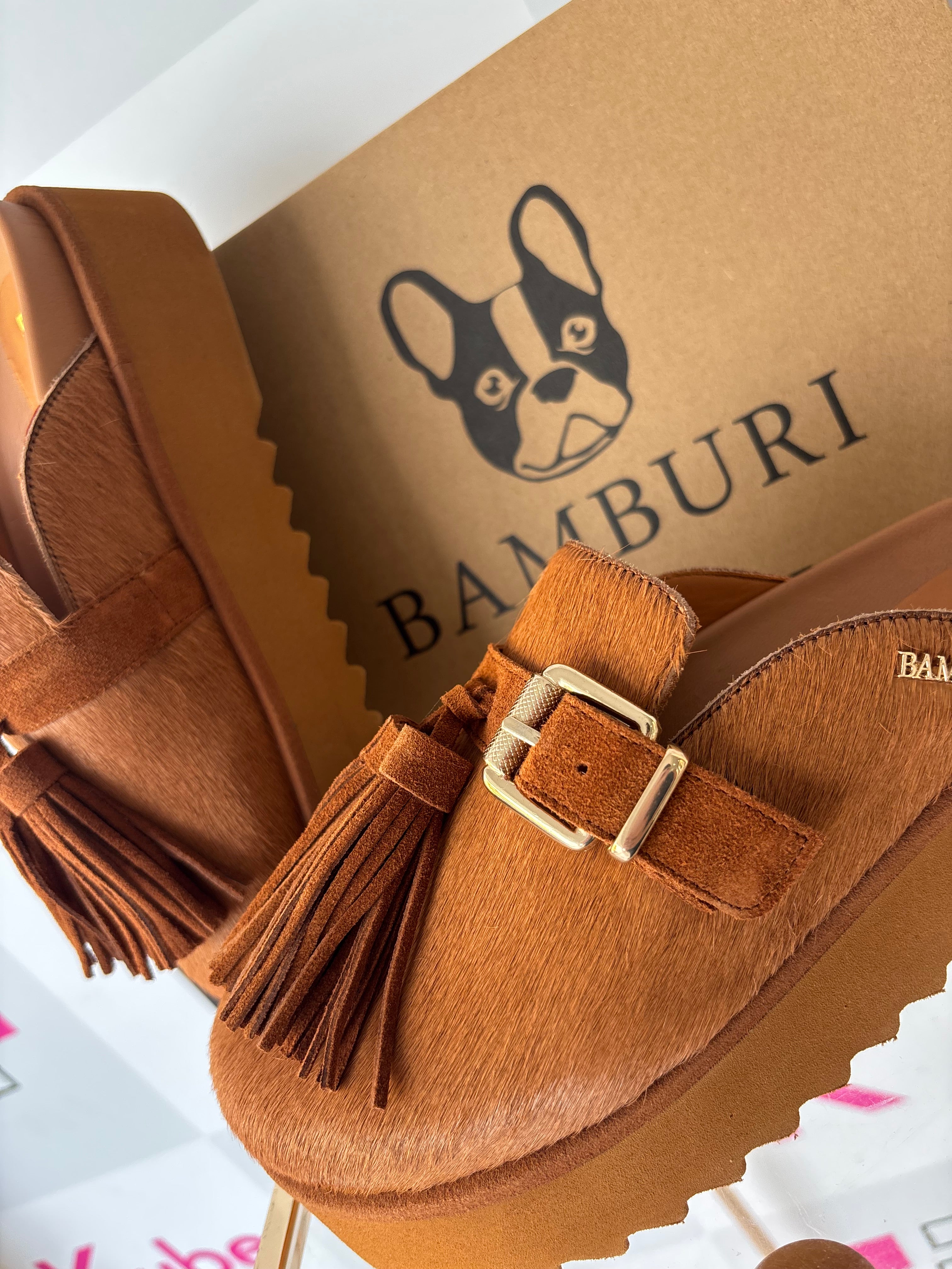 Mule em Pelo Camel com Franjas