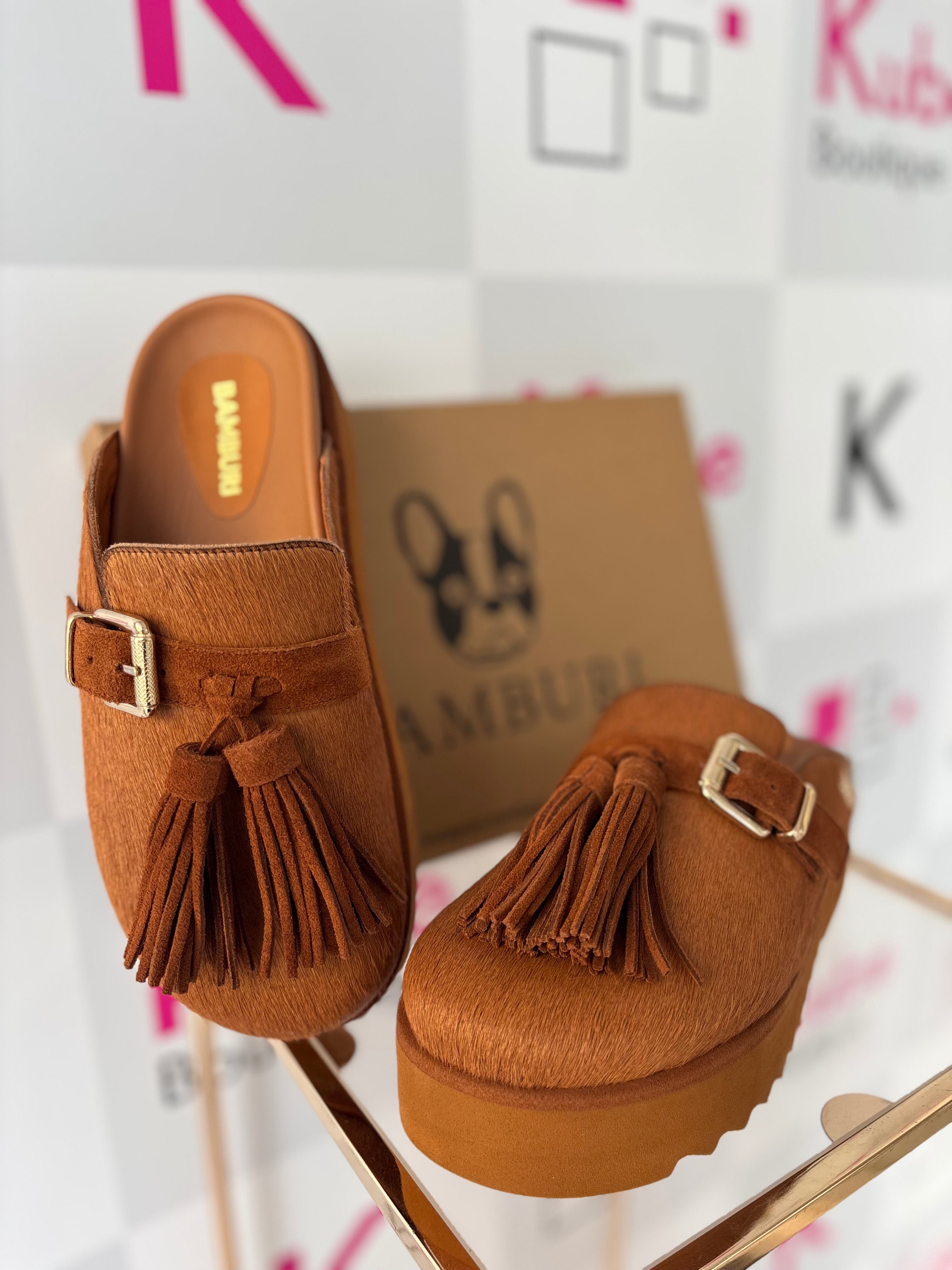 Mule em Pelo Camel com Franjas