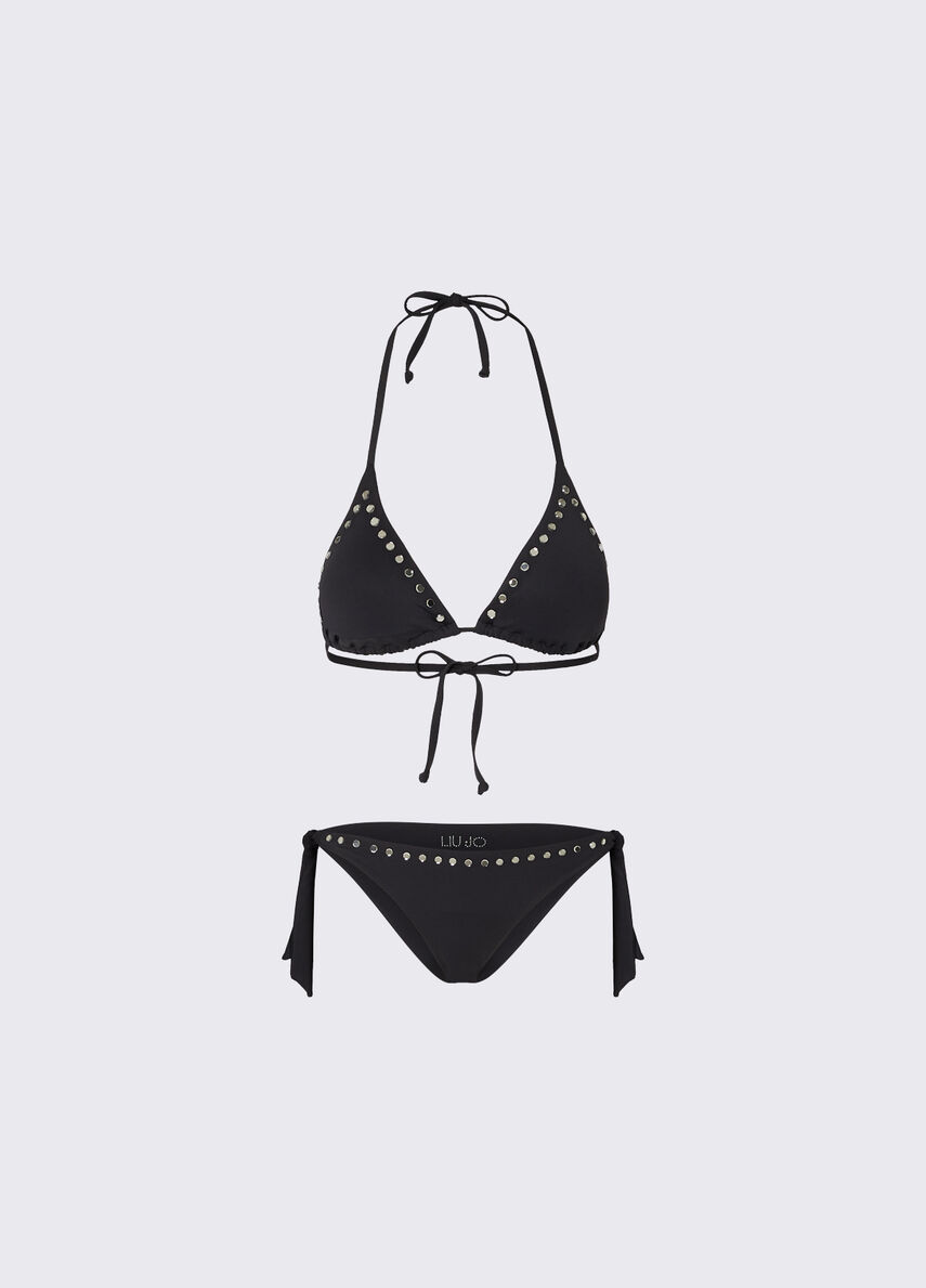 Conjunto de biquíni completo com tachas