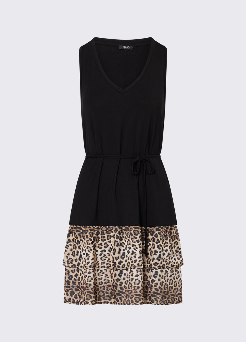 Vestido Curto com Estampa Animal