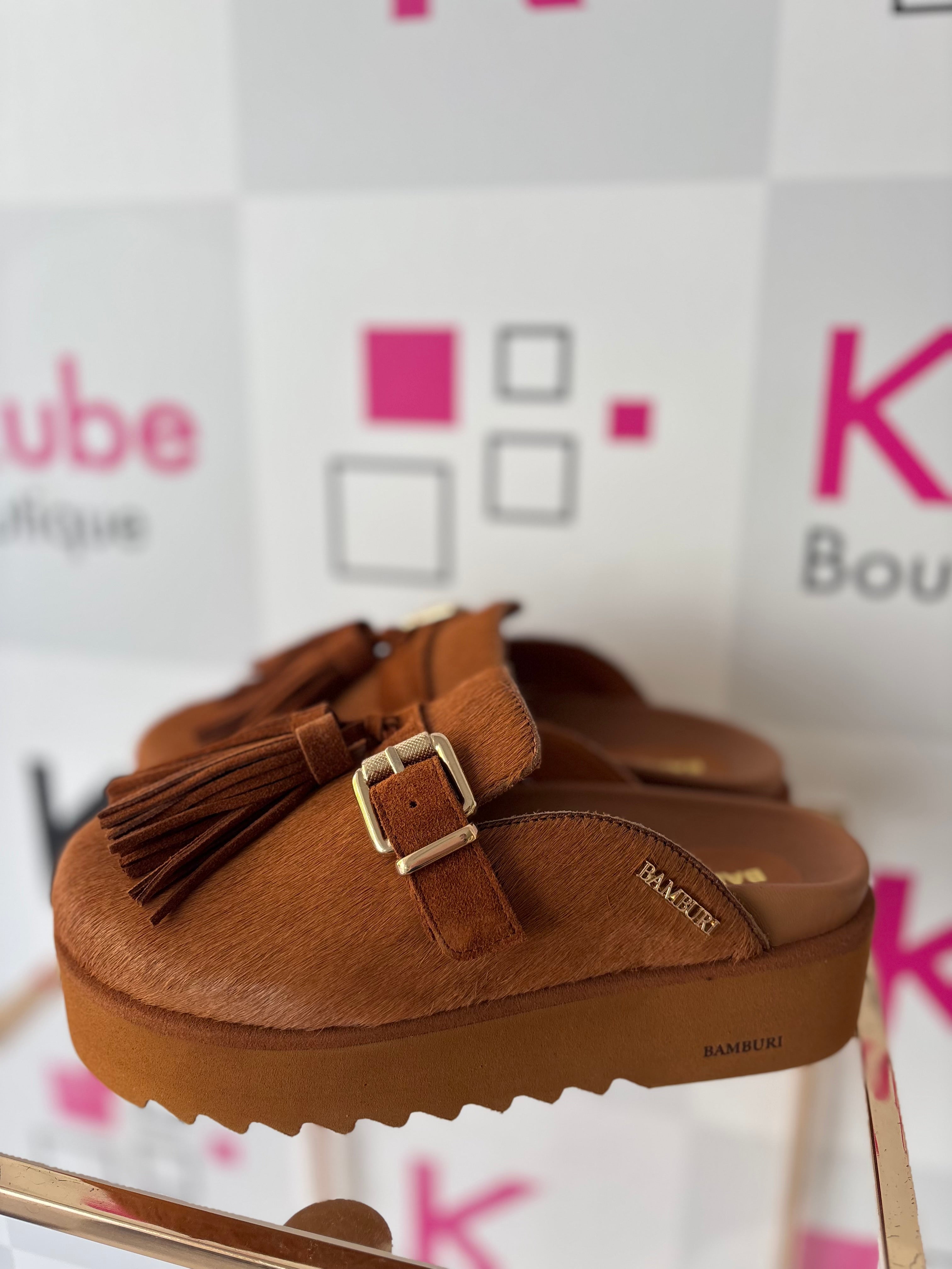 Mule em Pelo Camel com Franjas