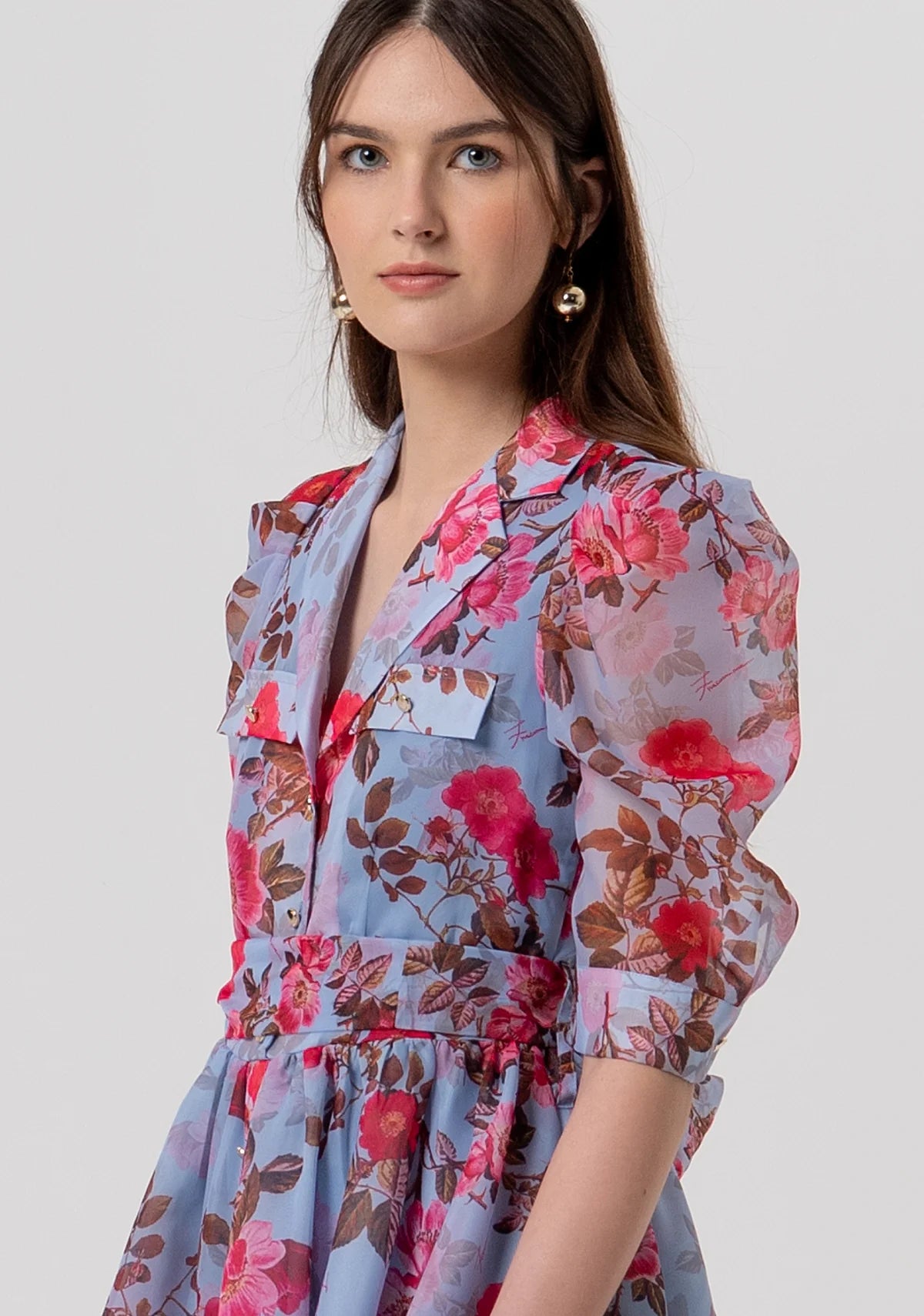 Vestido mini de corte regular com estampa floral