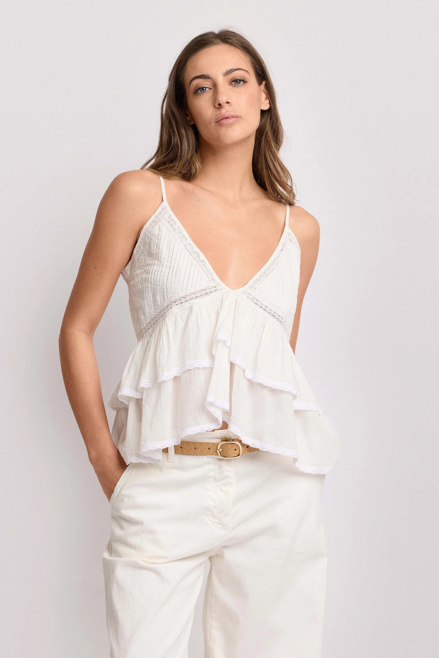 Top com efeito de camadas elegante - Top MARYLVETIA
